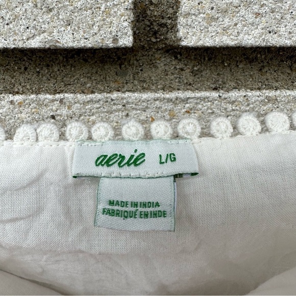 Aerie White Eyelet Cotton Sundress Adjustable Straps Lined Summer Dress Large - Picture 8 of 15